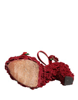 Dolce & Gabbana Red Rose Embellished Platform Sandals