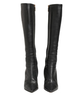 Dolce & Gabbana Black Leather Heels Knee High Boots