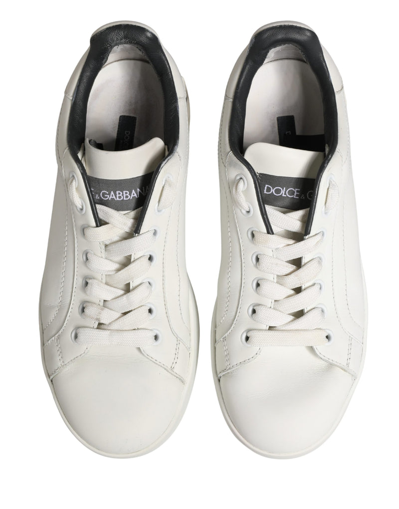 Dolce & Gabbana Portofino White Black Leather Sneakers