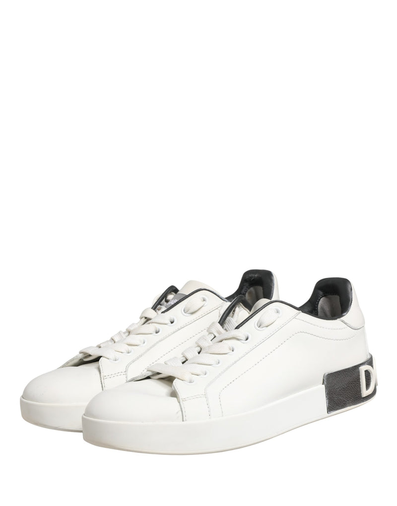 Dolce & Gabbana Portofino White Black Leather Sneakers