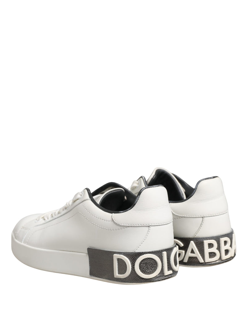 Dolce & Gabbana Portofino White Black Leather Sneakers