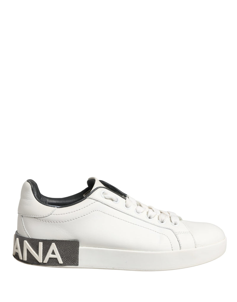 Dolce & Gabbana Portofino White Black Leather Sneakers
