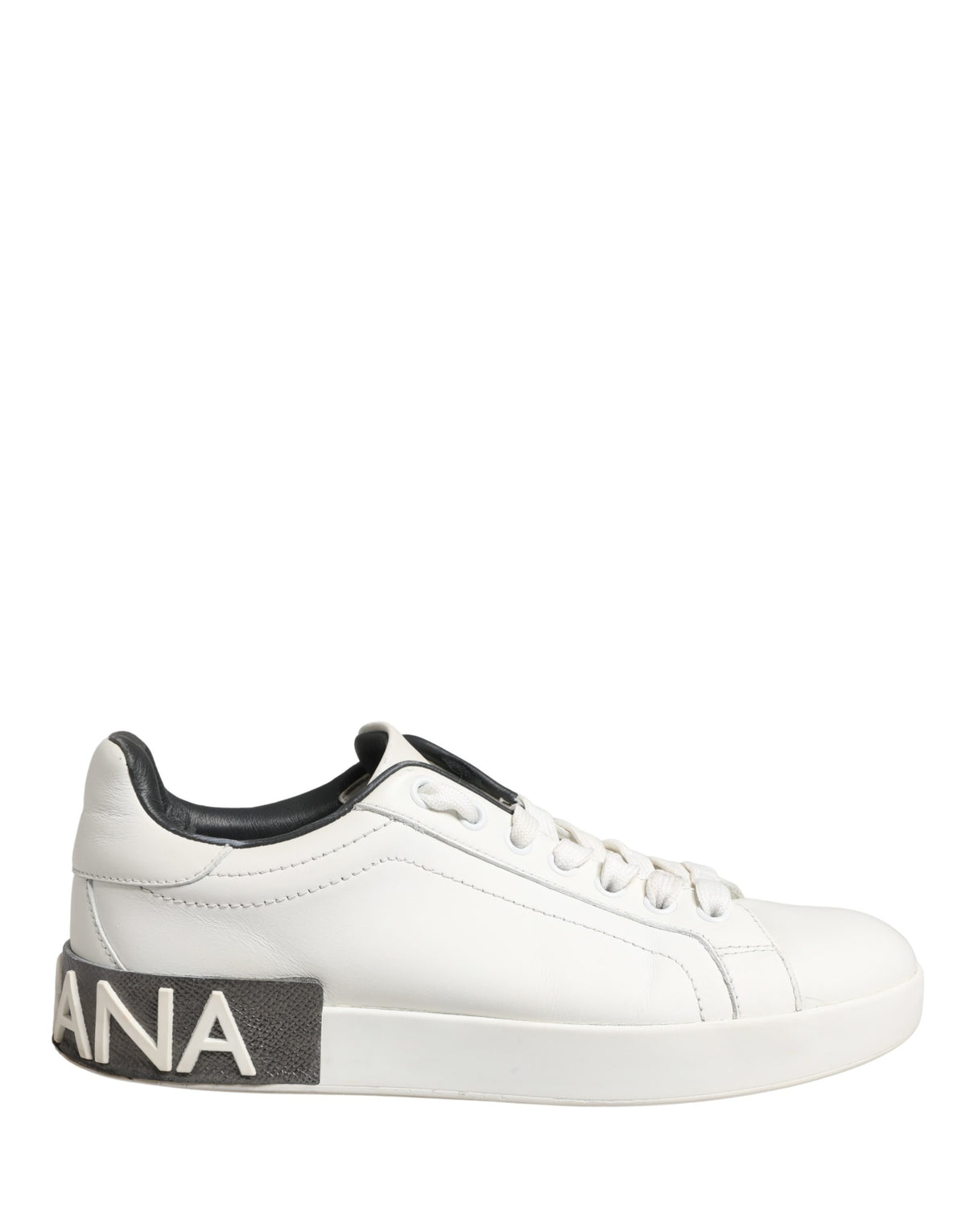 Dolce & Gabbana Portofino White Black Leather Sneakers