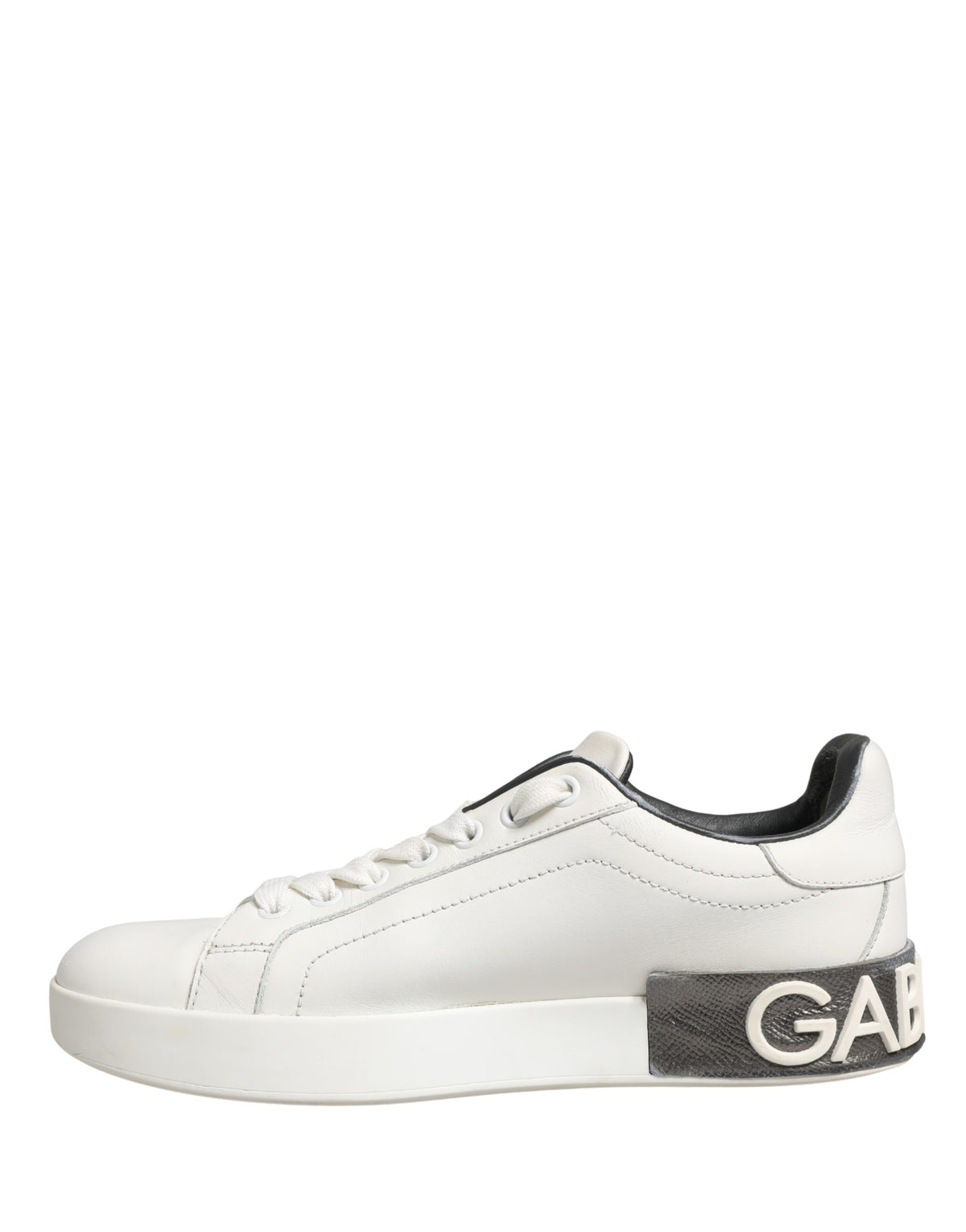 Dolce & Gabbana Portofino White Black Leather Sneakers