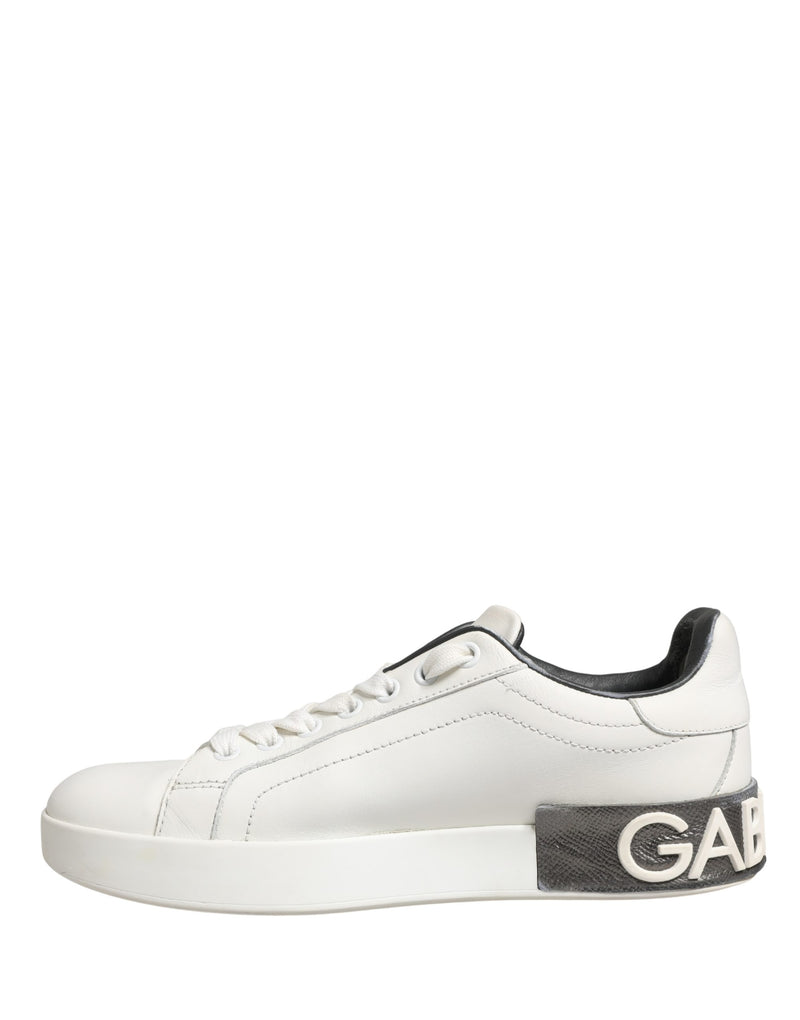 Dolce & Gabbana Portofino White Black Leather Sneakers