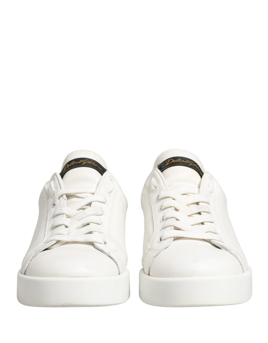 Dolce & Gabbana Portofino White Black Leather Sneakers