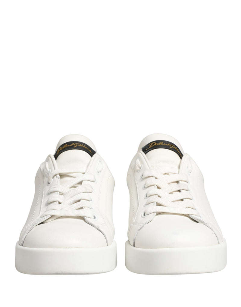 Dolce & Gabbana Portofino White Black Leather Sneakers