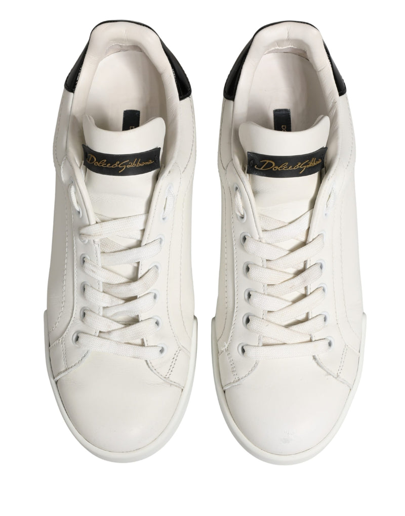 Dolce & Gabbana Portofino White Black Leather Sneakers