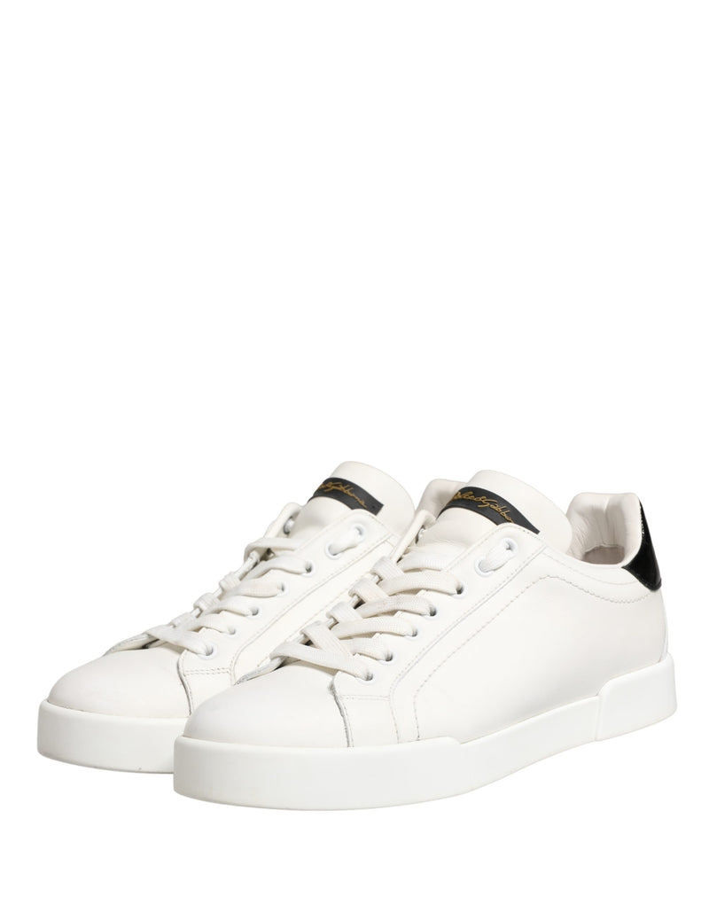 Dolce & Gabbana Portofino White Black Leather Sneakers
