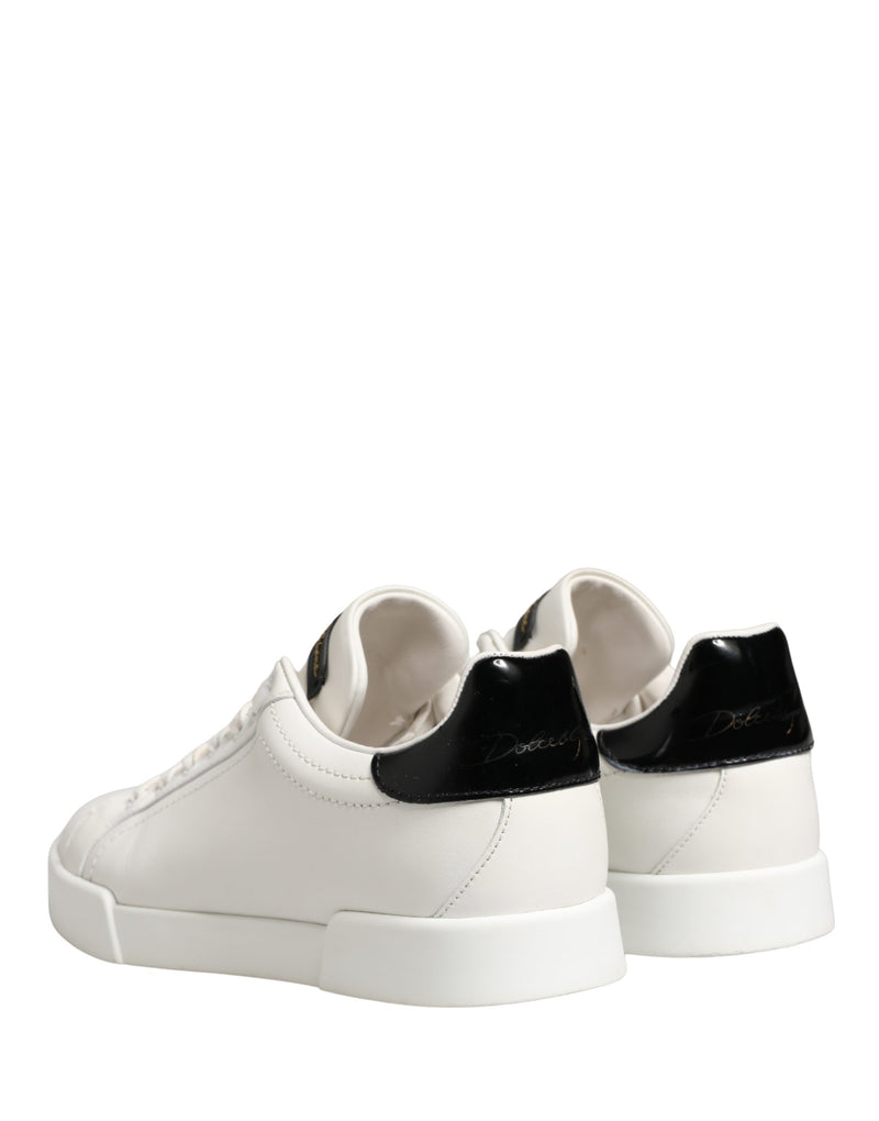Dolce & Gabbana Portofino White Black Leather Sneakers