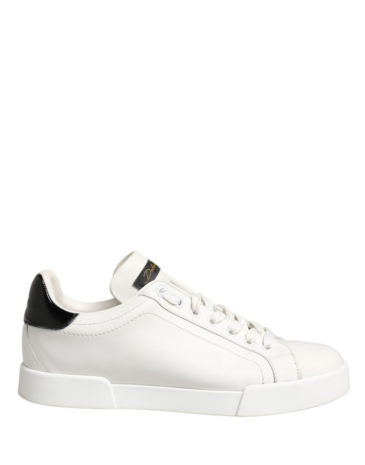 Dolce & Gabbana Portofino White Black Leather Sneakers