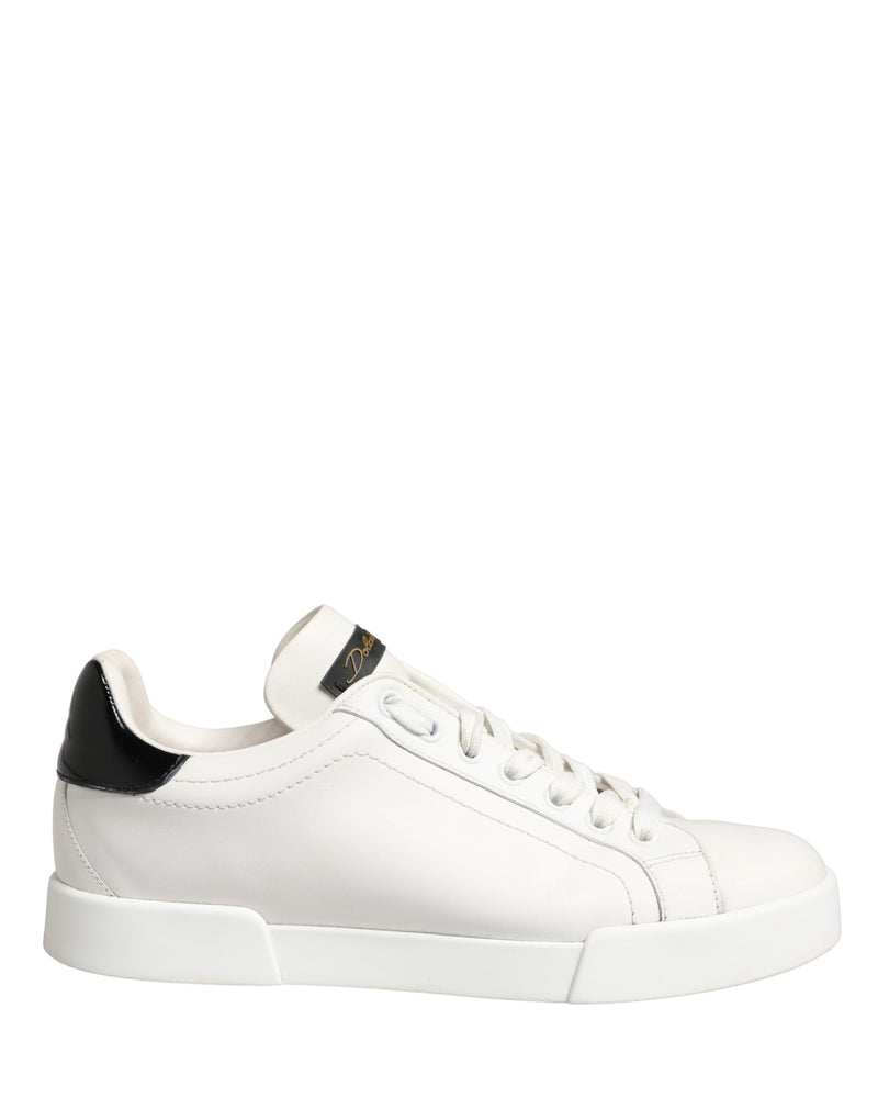 Dolce & Gabbana Portofino White Black Leather Sneakers