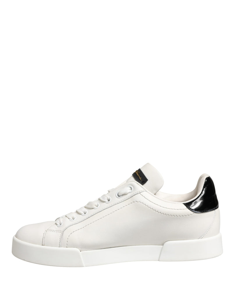 Dolce & Gabbana Portofino White Black Leather Sneakers