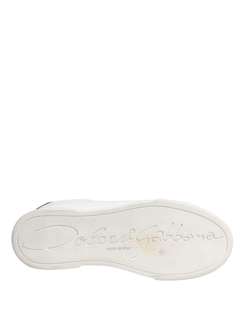 Dolce & Gabbana Portofino White Black Leather Sneakers