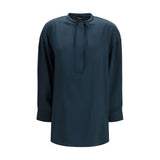 Giorgio Armani Blue Silk Blouse - Lavallière Design