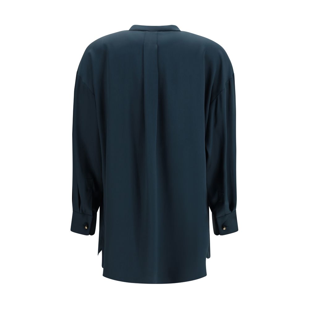 Giorgio Armani Blue Silk Blouse - Lavallière Design