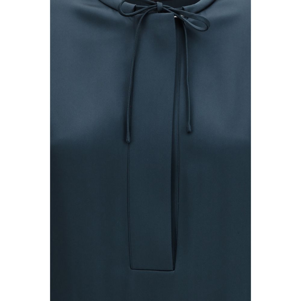 Giorgio Armani Blue Silk Blouse - Lavallière Design