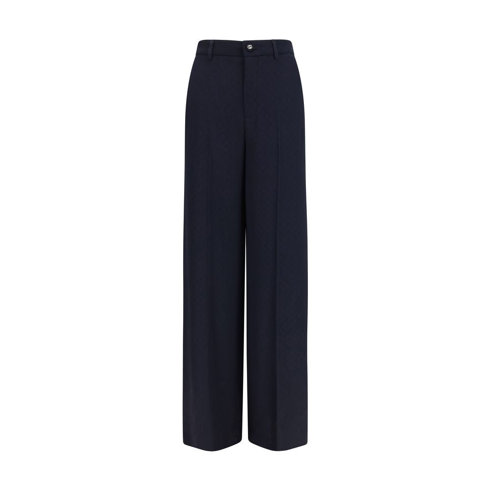 Gucci Blue Viscose Diamond-Jacquard Casual Pants