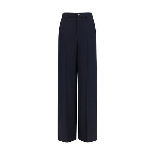 Gucci Blue Viscose Diamond-Jacquard Casual Pants