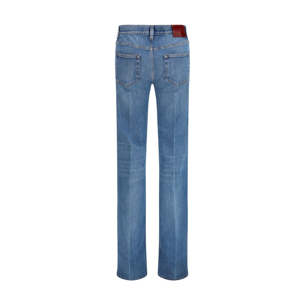 Jeans Flared en Coton Bleu Gucci pour Femme