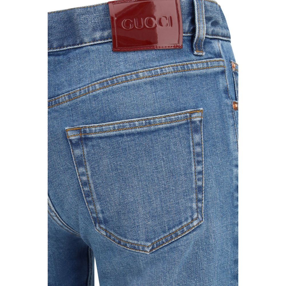 Jeans Flared en Coton Bleu Gucci pour Femme