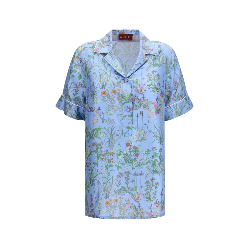 Gucci Blue Silk Pattern Shirt - Cruise 2026 Collection