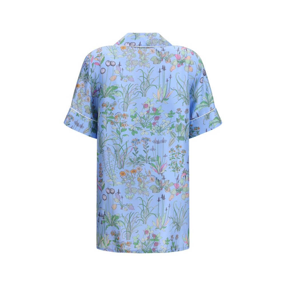Gucci Blue Silk Pattern Shirt - Cruise 2026 Collection