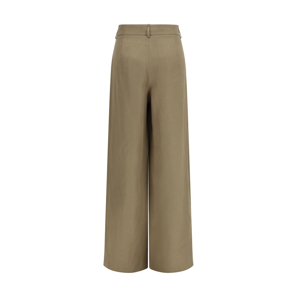 Giorgio Armani Beige Linen Casual Pants for Women