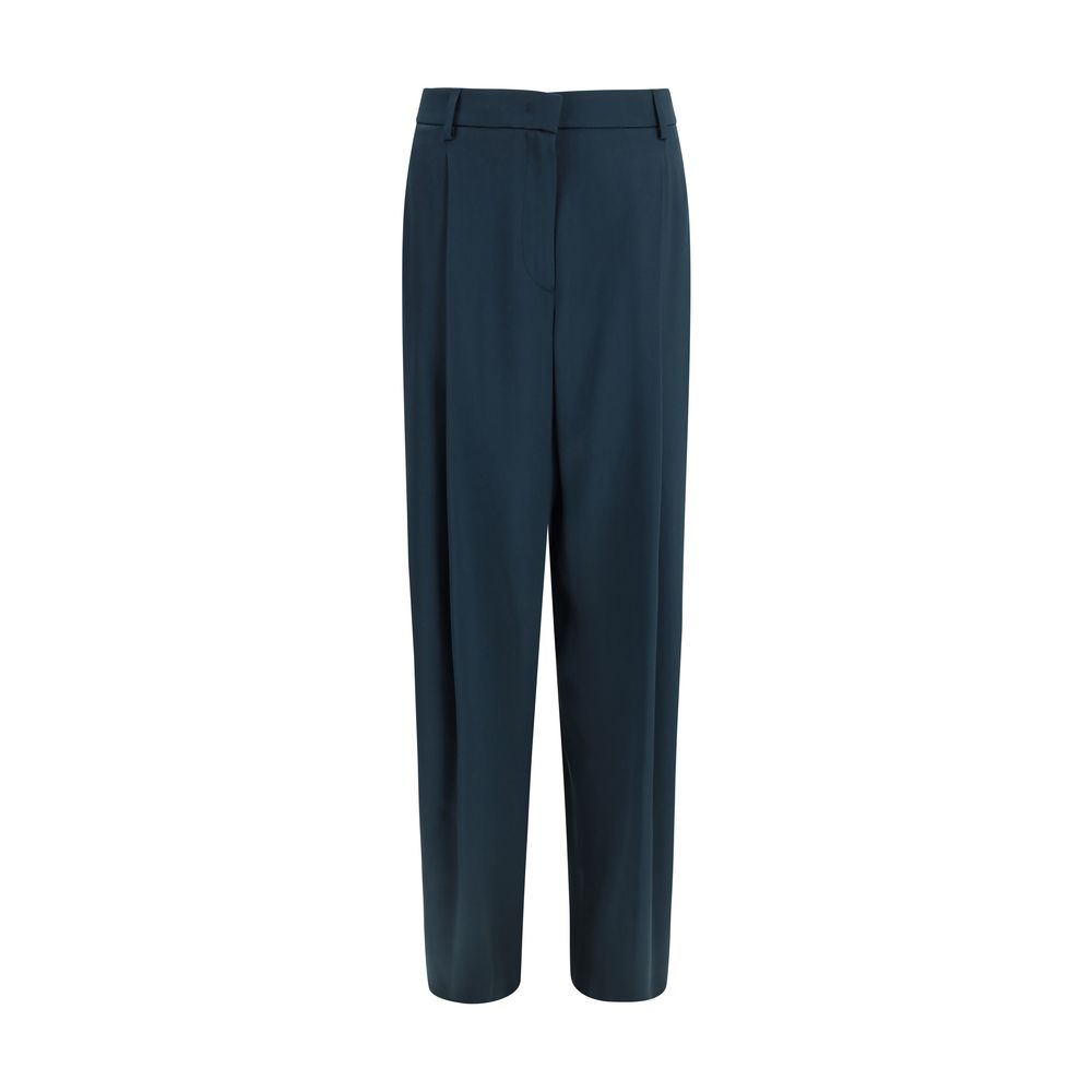 Giorgio Armani Blue Silk Casual Pants for Women