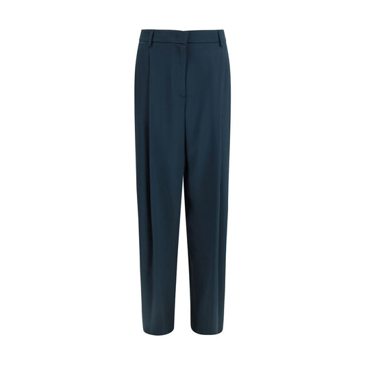 Giorgio Armani Blue Silk Casual Pants - Elegant & Sophisticated