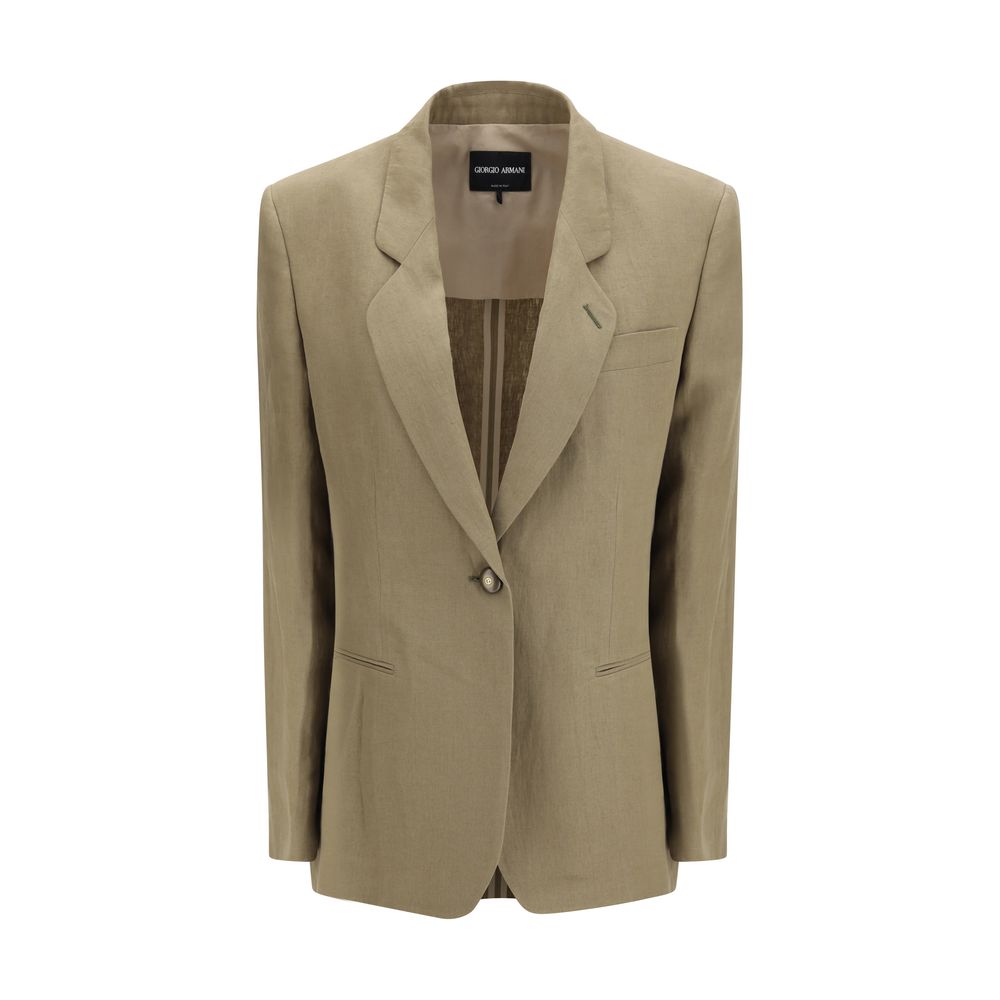 Giorgio Armani Brown Linen Coat - Elegant Tailored Jacket