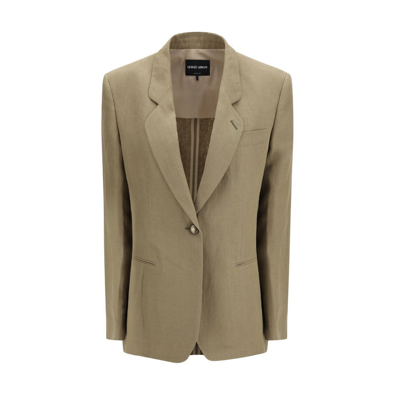Giorgio Armani Brown Linen Coat - Elegant Tailored Jacket