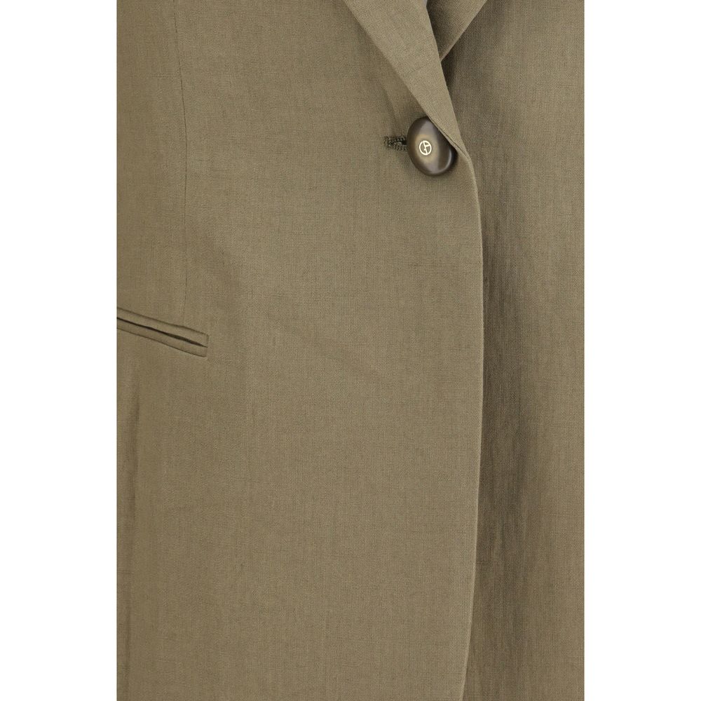 Giorgio Armani Brown Linen Coat - Elegant Tailored Jacket