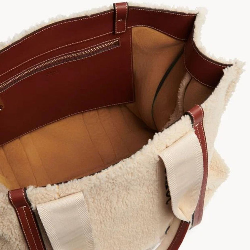 Chloé Beige Lamb Fur Tote Bag - Elegant and Stylish
