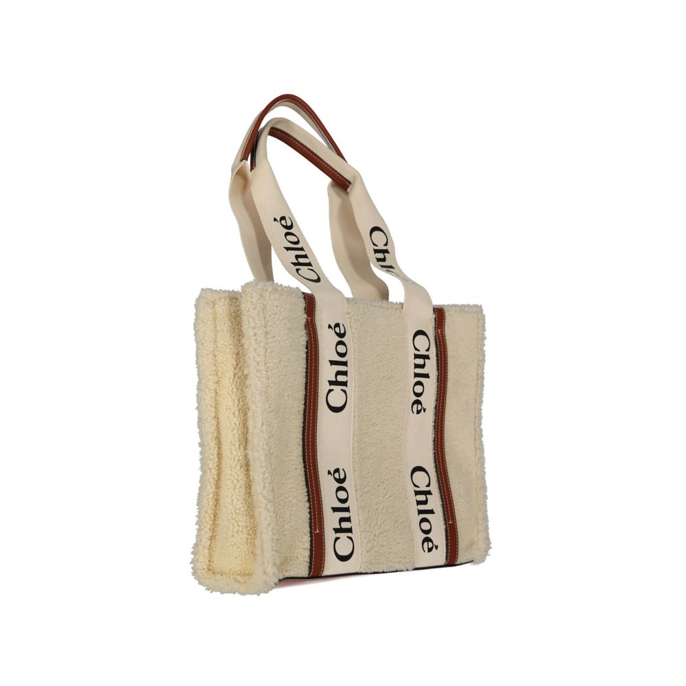 Chloé Beige Lamb Fur Tote Bag - Elegant and Stylish