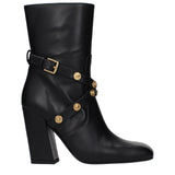 Versace Black Leather Ankle Boots for Women