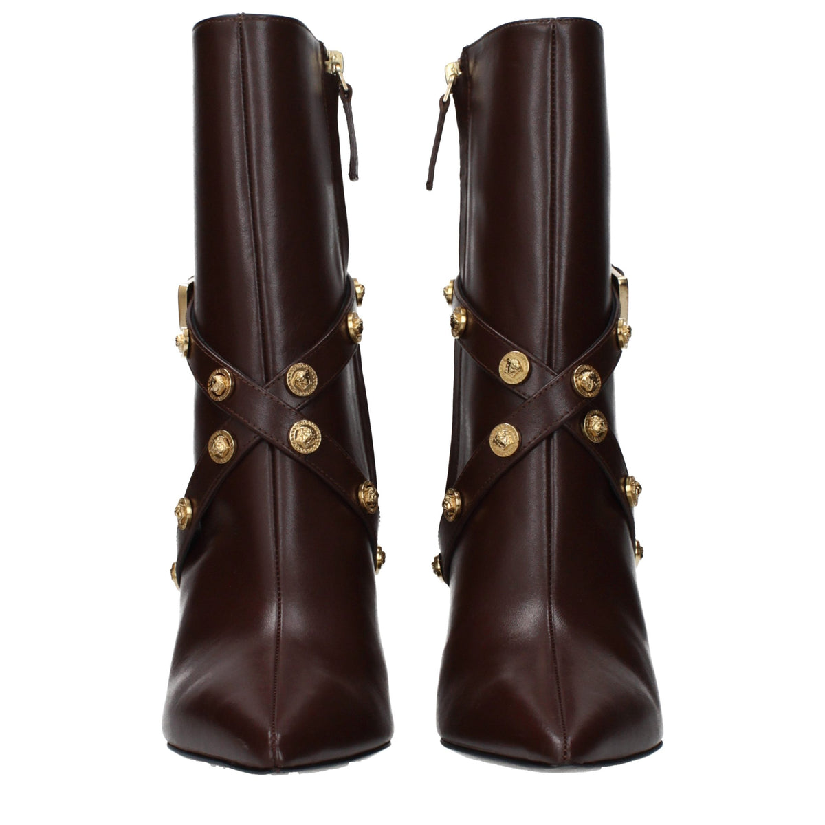 Versace Brown Leather Ankle Boots for Women