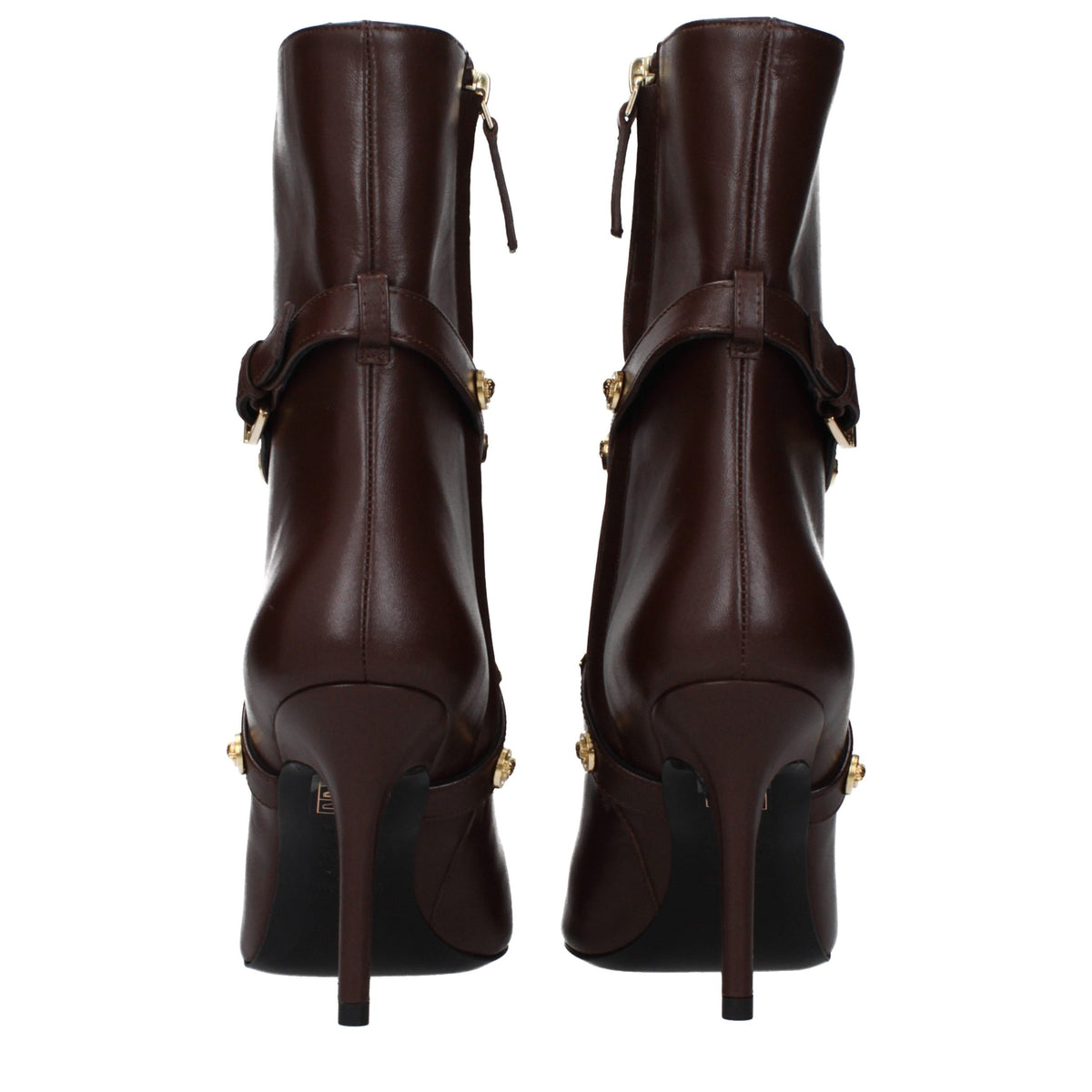 Versace Brown Leather Ankle Boots for Women