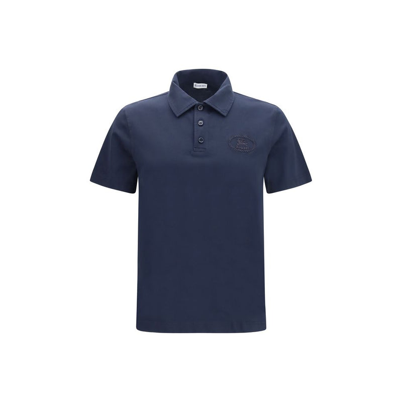 Burberry Blue Cotton Polo Shirt - Classic Equestrian Design