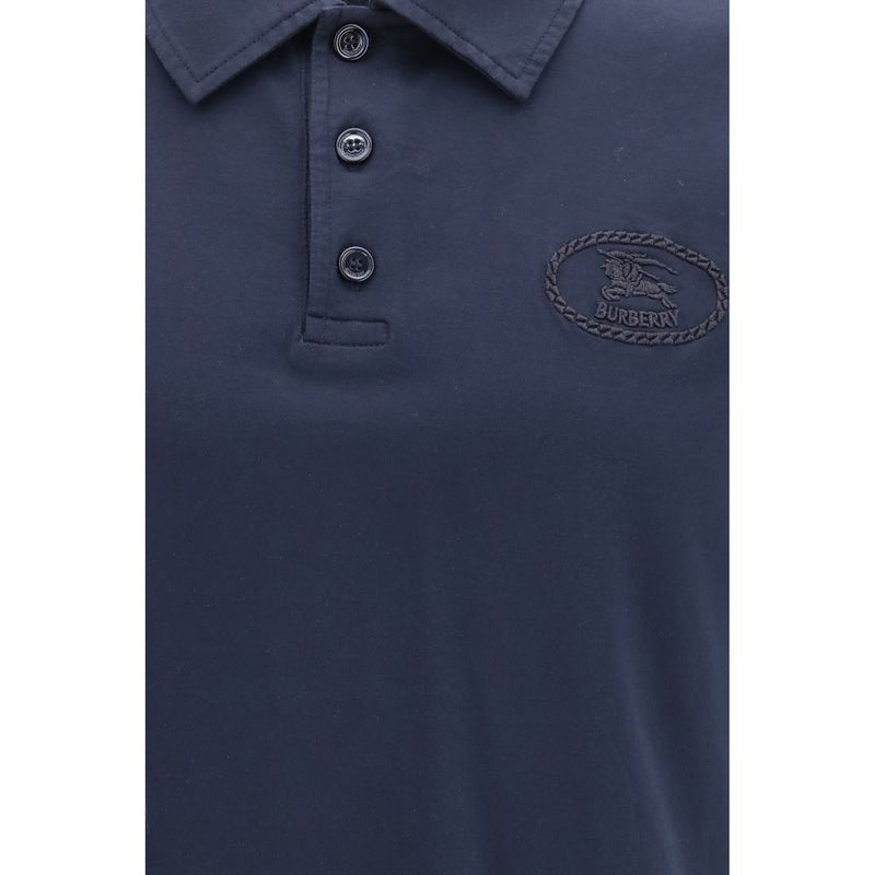 Burberry Blue Cotton Polo Shirt - Classic Equestrian Design