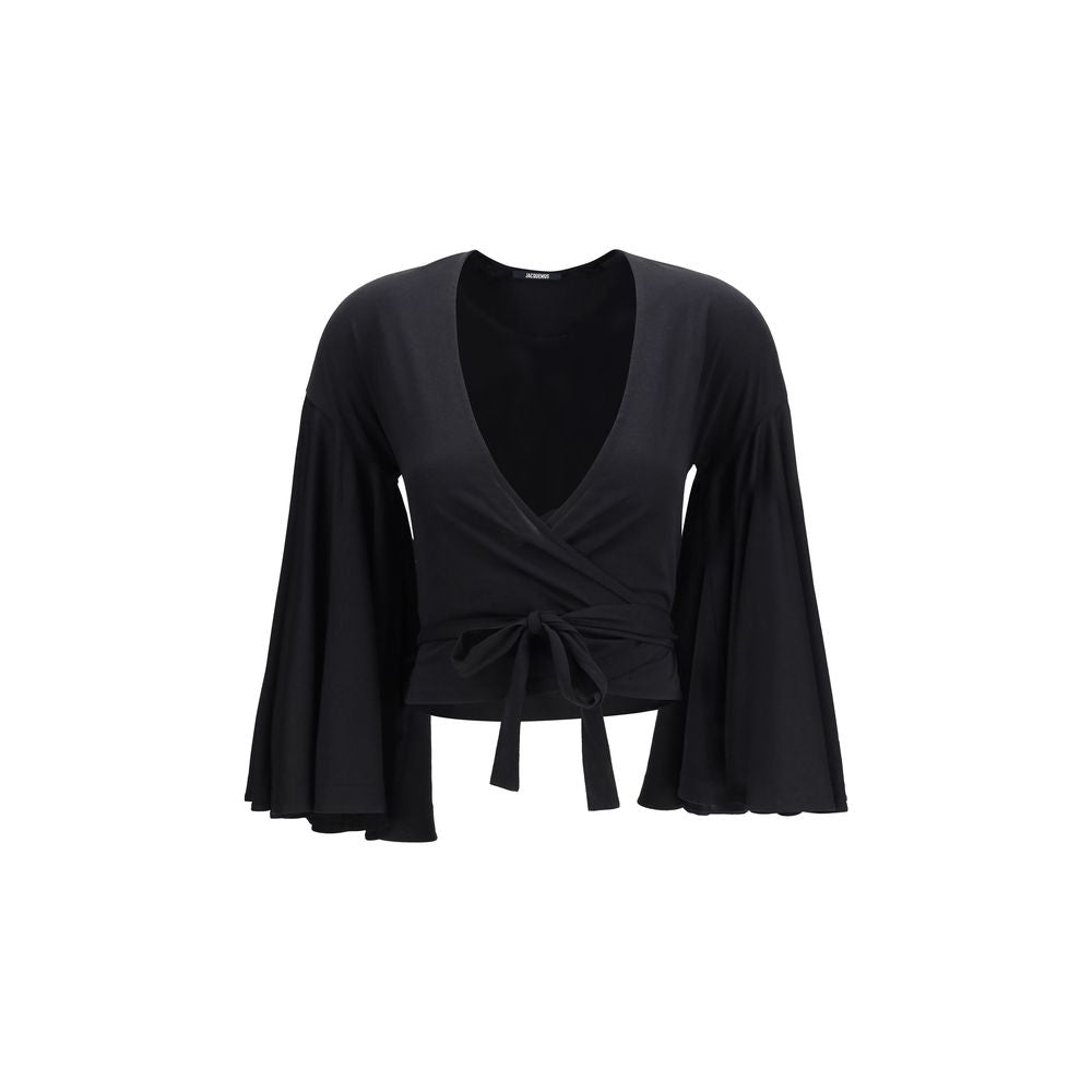 Jacquemus Paysan Wrap Top - Black Cotton Shirt for Women