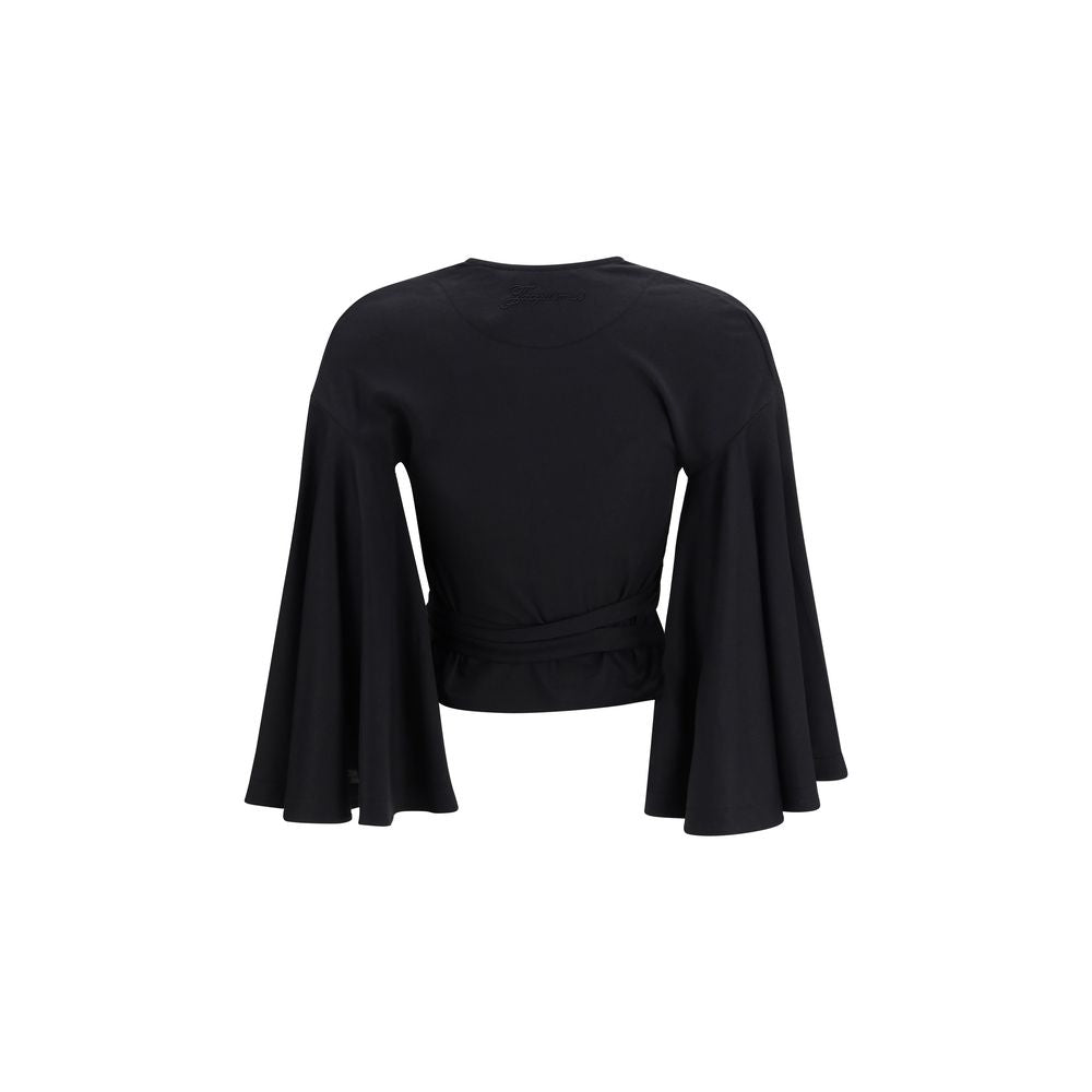 Jacquemus Paysan Wrap Top - Black Cotton Shirt for Women