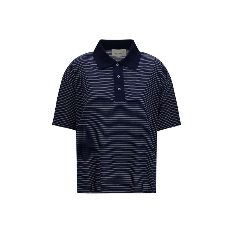 Ami Paris Blue Cotton Polo Shirt - Ami de Coeur Collection