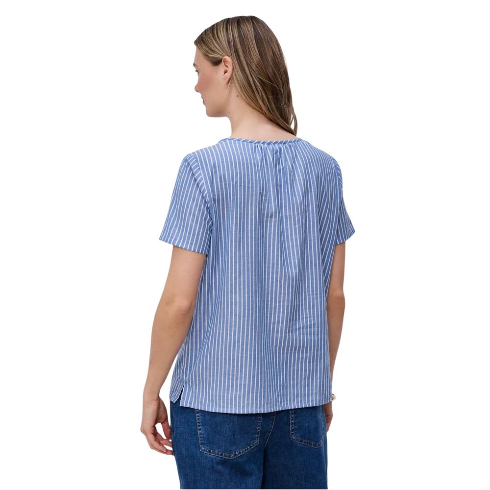 Street One Blue Striped Cotton Blouse for Women