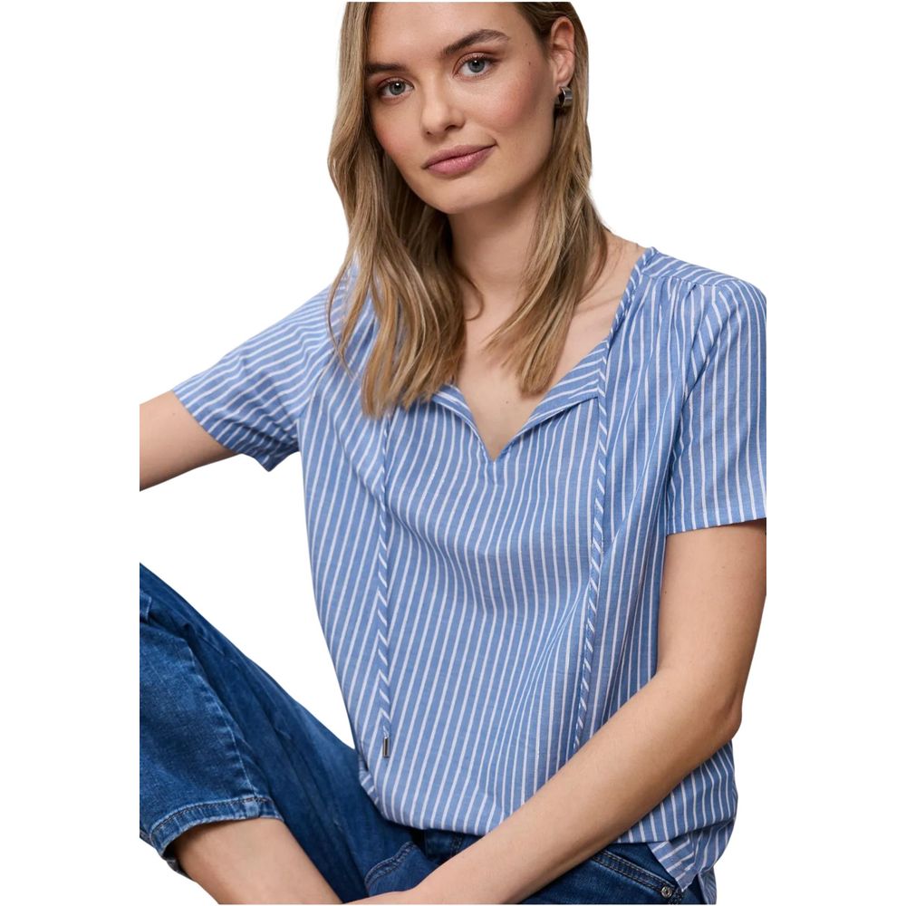 Street One Blue Striped Cotton Blouse for Women