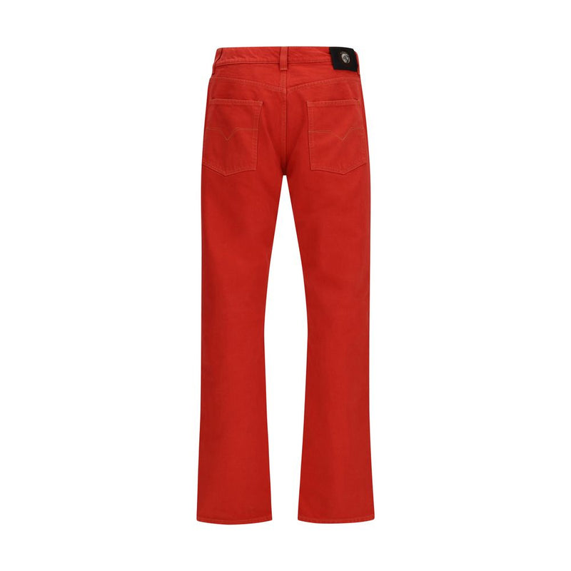 Jeans droits en coton multicolore Versace