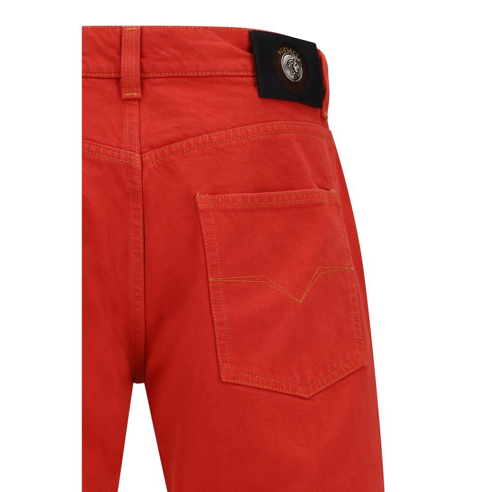 Jeans droits en coton multicolore Versace