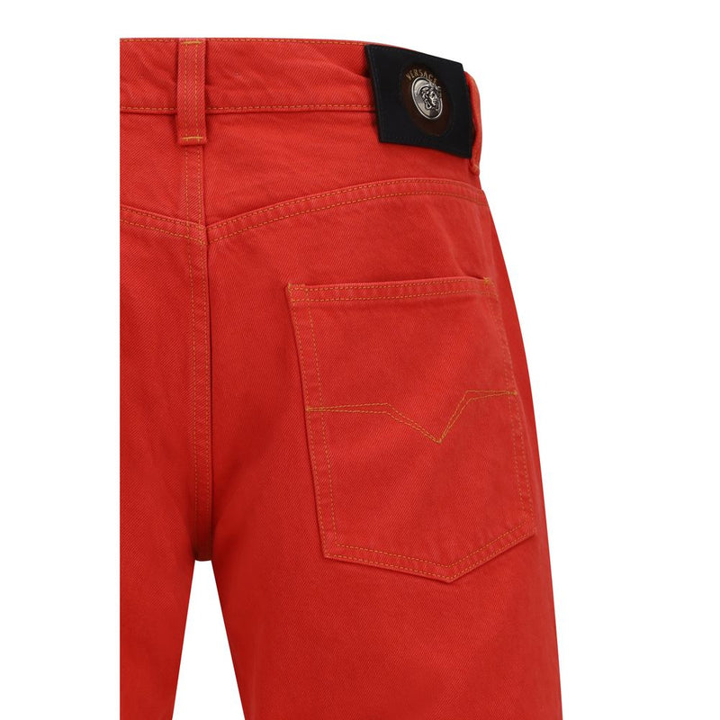 Jeans droits en coton multicolore Versace