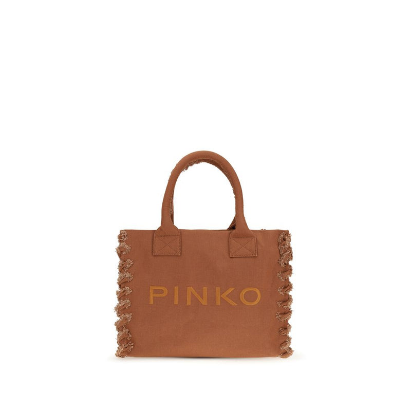 PINKO Brown Cotton Shoulder Bag - Stylish & Functional Tote