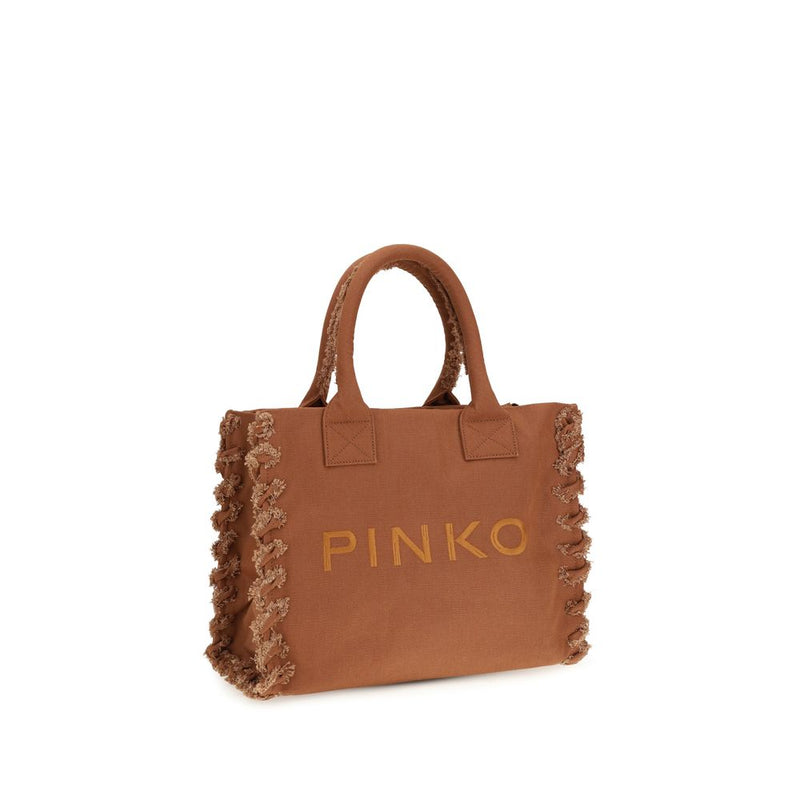 PINKO Brown Cotton Shoulder Bag - Stylish & Functional Tote